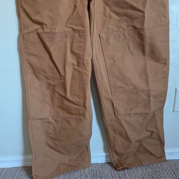 Carhartt Canvas Duck Bib Work Overalls Double Knee Size Mens 42x32 R01 BRN Brown - Picture 5 of 11